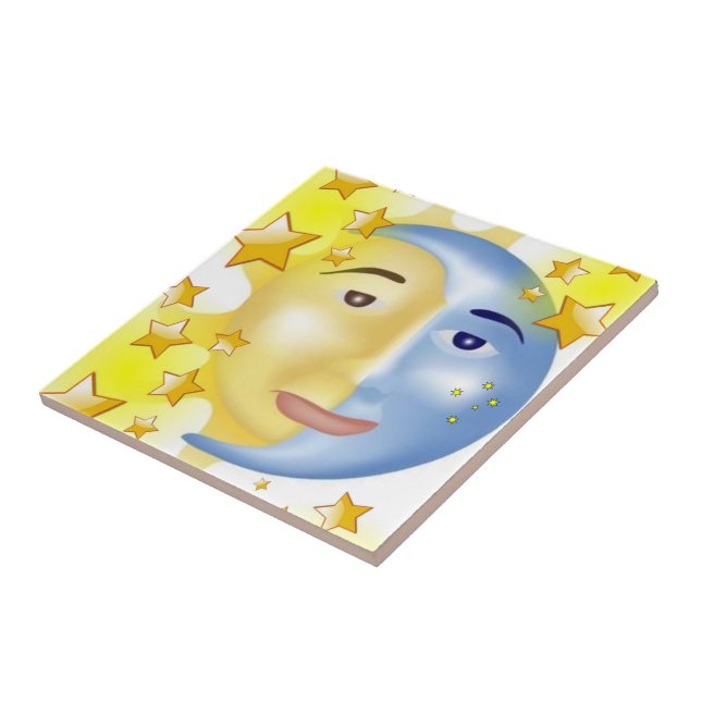 De Cerâmica Azulejo cerâmico Sun Lua Amarelo Stars (Lateral)