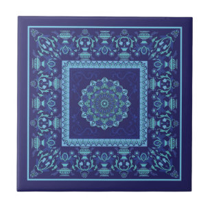 De Cerâmica Azulejo Cerâmico Tons Azuis Padrão Islâmico