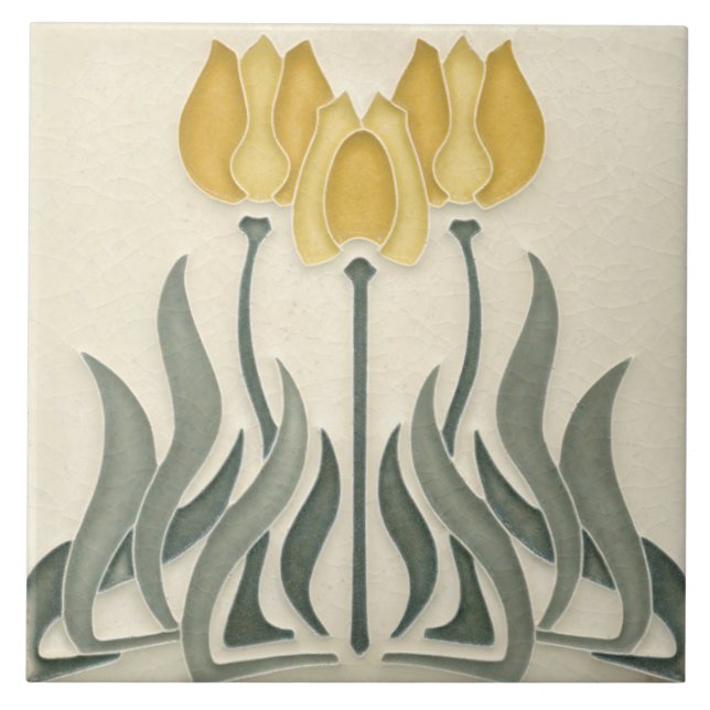 De Cerâmica Azulejo cerâmico - Tulipas Amarelas Art Nouveau (Frente)
