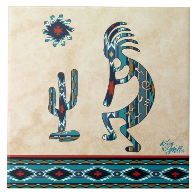 De Cerâmica Azulejo cerâmico Turquoise Kokopelli (Frente)