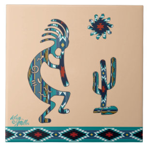 De Cerâmica Azulejo cerâmico Turquoise Kokopelli