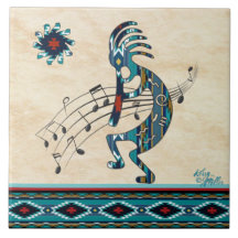 Azulejo cerâmico Turquoise Kokopelli