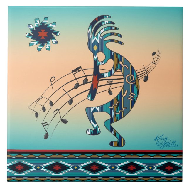 De Cerâmica Azulejo cerâmico Turquoise Kokopelli (Frente)