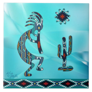 De Cerâmica Azulejo cerâmico Turquoise Kokopelli