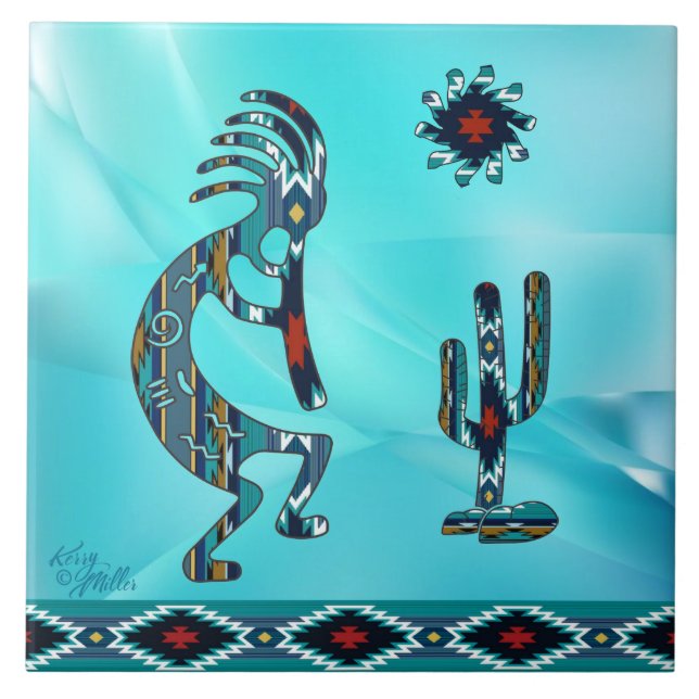 De Cerâmica Azulejo cerâmico Turquoise Kokopelli (Frente)