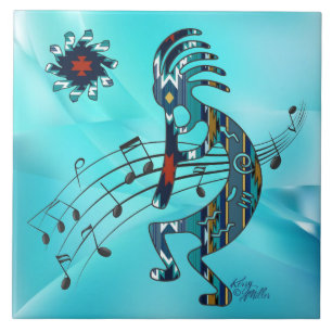 De Cerâmica Azulejo cerâmico Turquoise Kokopelli
