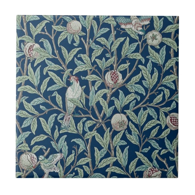 DE CERÂMICA  AZULEJO CERÂMICO ; WILLIAM MORRIS : POMEGRANATOS (Frente)