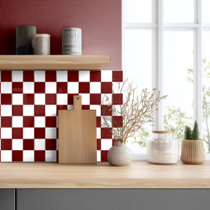 De Cerâmica Azulejo Cerâmico Xadrez Branco Vermelho Borgonha E