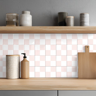 De Cerâmica Azulejo Cerâmico Xadrez Rosa Bege Elegante Branco