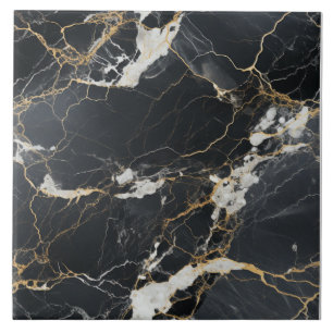 De Cerâmica Azulejo Chic Black & Dourado Vein Marble