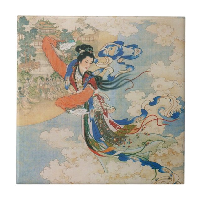 De Cerâmica Azulejo chinês da deusa da lua (Frente)