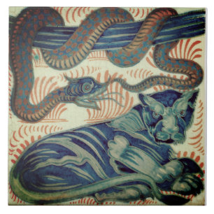 De Cerâmica Azulejo Cobra Repro Edwardian Art Nouveau Tiger