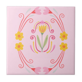 De Cerâmica Azulejo com acento rosa
