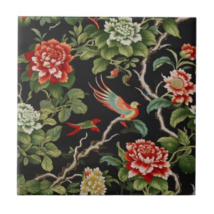 De Cerâmica azulejo com padrão floral vermelho e verde chinês
