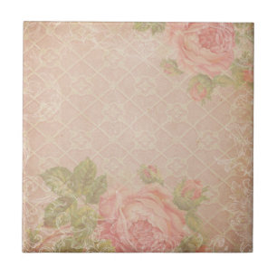 De Cerâmica Azulejo cor-de-rosa da treliça do vintage