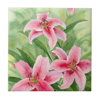 De Cerâmica Azulejo cor-de-rosa do lírio do Stargazer