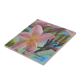 De Cerâmica Azulejo cor-de-rosa do Plumeria