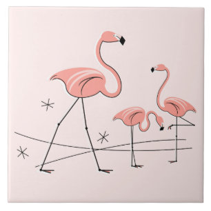 De Cerâmica Azulejo cor-de-rosa do trio 2 dos flamingos