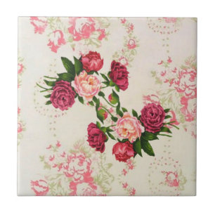 De Cerâmica Azulejo cor-de-rosa dos rosas