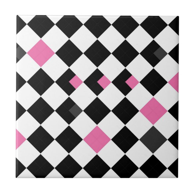 De Cerâmica Azulejo cor-de-rosa e preto do argyle (Frente)
