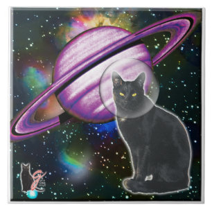 De Cerâmica Azulejo Cosmo Space Cat
