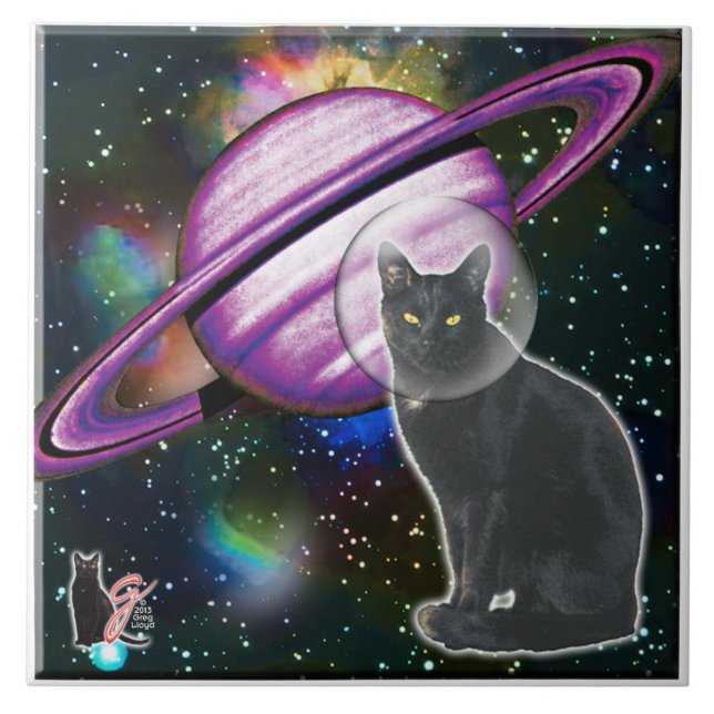 De Cerâmica Azulejo Cosmo Space Cat (Frente)