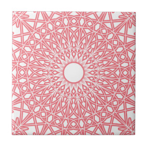 De Cerâmica Azulejo Crocheted cor-de-rosa do laço da pastilha