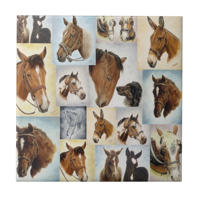 De Cerâmica Azulejo da colagem do cavalo (Frente)