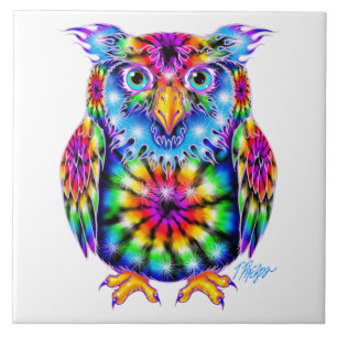 De Cerâmica Azulejo da coruja da tintura do laço