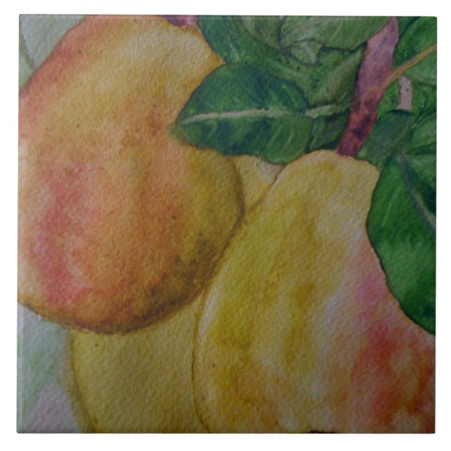 De Cerâmica azulejo da cozinha com aguarela original (Frente)