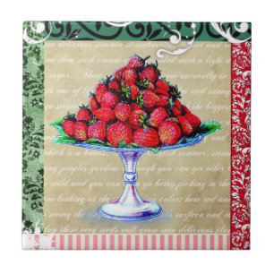 De Cerâmica Azulejo da cozinha das morangos do vintage