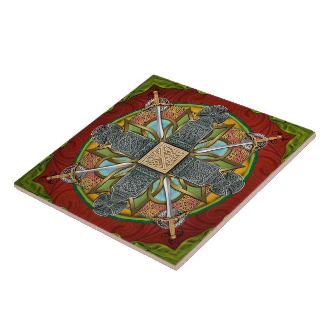 De Cerâmica Azulejo da cruz celta da mandala (Lateral)