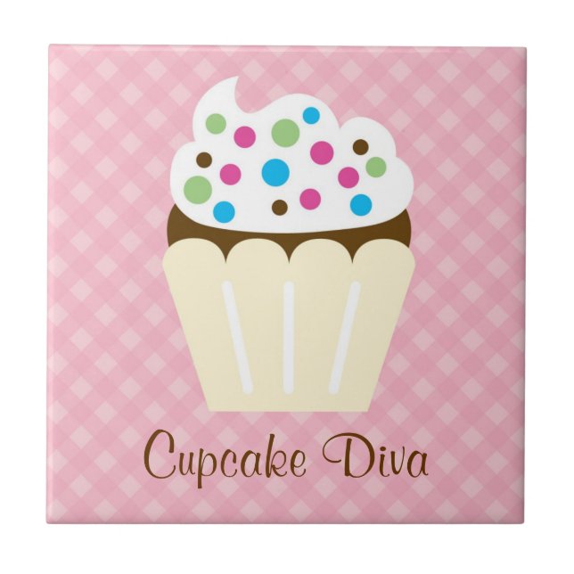 De Cerâmica Azulejo da diva do cupcake (Frente)