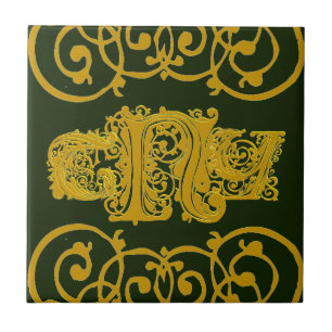 De Cerâmica Azulejo da encomenda especial com monograma laçad