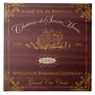 De Cerâmica Azulejo da etiqueta do vinho francês: Bordéus