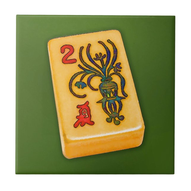 De Cerâmica Azulejo da flor do Mah Jongg (Frente)