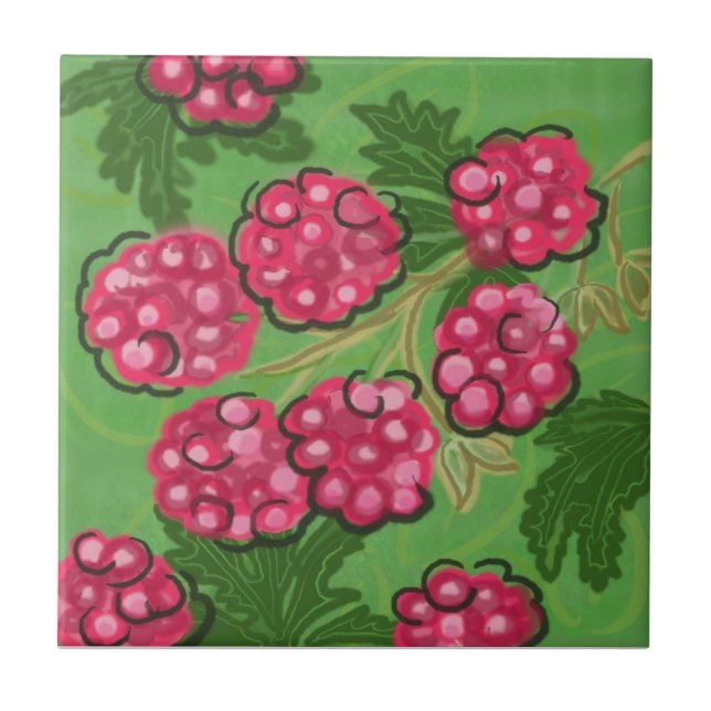 De Cerâmica Azulejo da fruta: Framboesas (Frente)