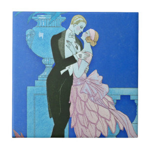 De Cerâmica Azulejo da meia-noite do art deco do beijo