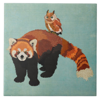 De Cerâmica Azulejo da panda vermelha & da coruja