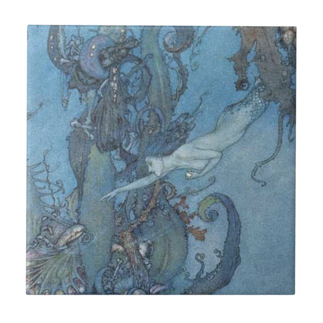 De Cerâmica Azulejo da sereia do vintage (Frente)