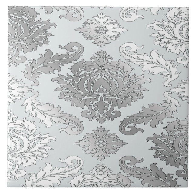 De Cerâmica Azulejo Damask Azul Turquesa Grande e Elegante (Frente)