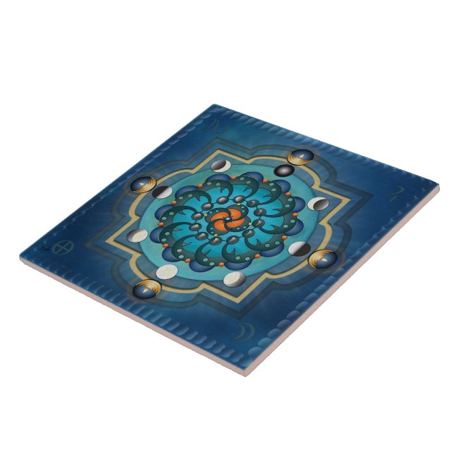 De Cerâmica Azulejo das fases da lua da mandala (Lateral)
