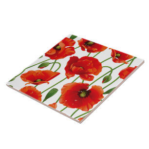 De Cerâmica Azulejo das flores da papoila