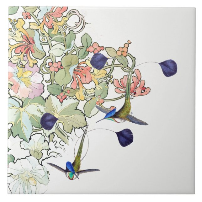 De Cerâmica Azulejo das flores dos animais dos animais (Frente)