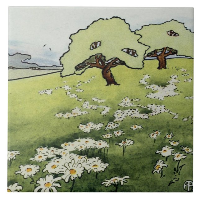 De Cerâmica Azulejo das margaridas do campo (Frente)