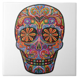 De Cerâmica Azulejo decorado caveira bordada