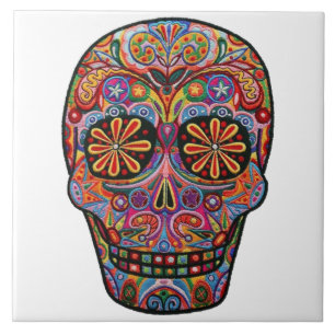 De Cerâmica Azulejo decorado caveira bordada