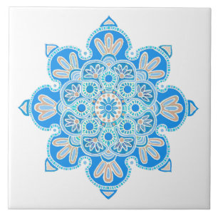 De Cerâmica Azulejo decorativo cerâmico com medalhão azul clar