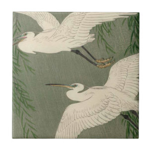 De Cerâmica Azulejo decorativo das garças-reais brancas