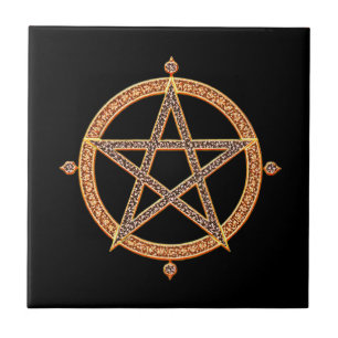 De Cerâmica Azulejo Decorativo do Pentagrama Preto rico